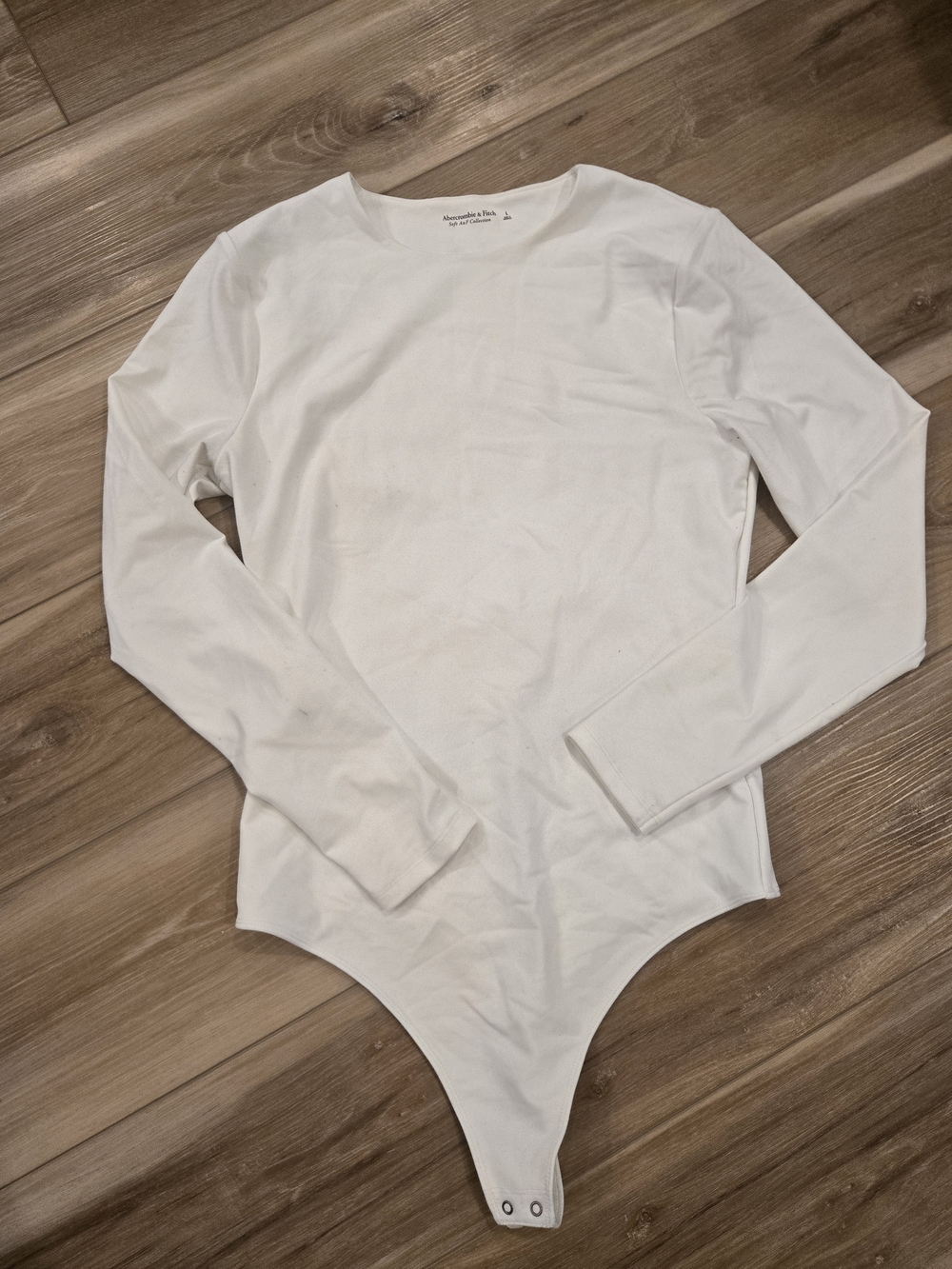 Abercrombie & Fitch White Crew Neck Long-Sleeve Bodysuit